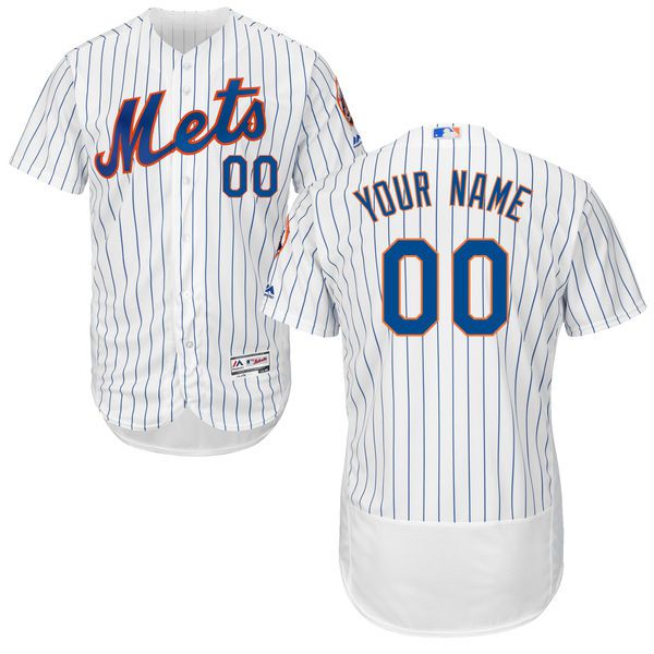 Men New York Mets Majestic Home White Royal Flex Base Authentic Collection Custom MLB Jersey